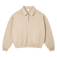 Sweat-shirt décontracté pour homme, col en V, demi-zip, couleur Haze Gold, avec broderie de logo personnalisée, vente en gros d'usine, grandes tailles