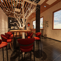 Ensemble de mobilier de comptoir de café en acier inoxydable pour l'aménagement intérieur d'un café dans un centre commercial