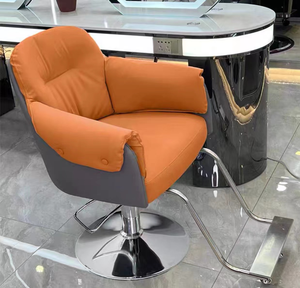 Sillón de Barbería de Cuero Crema, Hidráulico, Giratorio, con Reposapiés, Mueble Moderno para Peluquería - Product Image 4