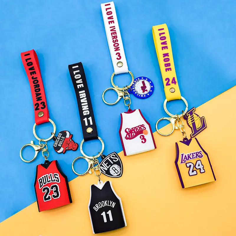 Hot Sale Jersey Basketball Keychain 3D PVC Car Keychain Chain Bag Backpack Decorative Key Ring Pendant Small Gift Wholesale