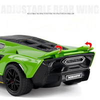 Modèle de voiture de sport en alliage moulé sous pression, échelle 1:32, portes ouvrables, aileron arrière relevable, lumières, son, fonction de recul