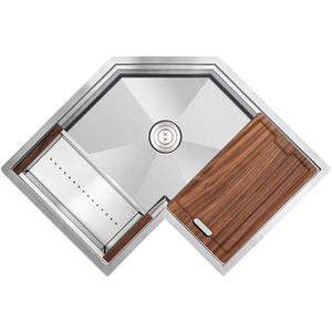 อ่างล้างจานมุมแบบติดตั้งใต้เคาน์เตอร์ ขนาด 30 นิ้ว ผิวซาตินสีทอง ผลิตจากสแตนเลสสตีลเกรด 16  สำหรับห้องครัวสไตล์โมเดิร์น - Product Image 1