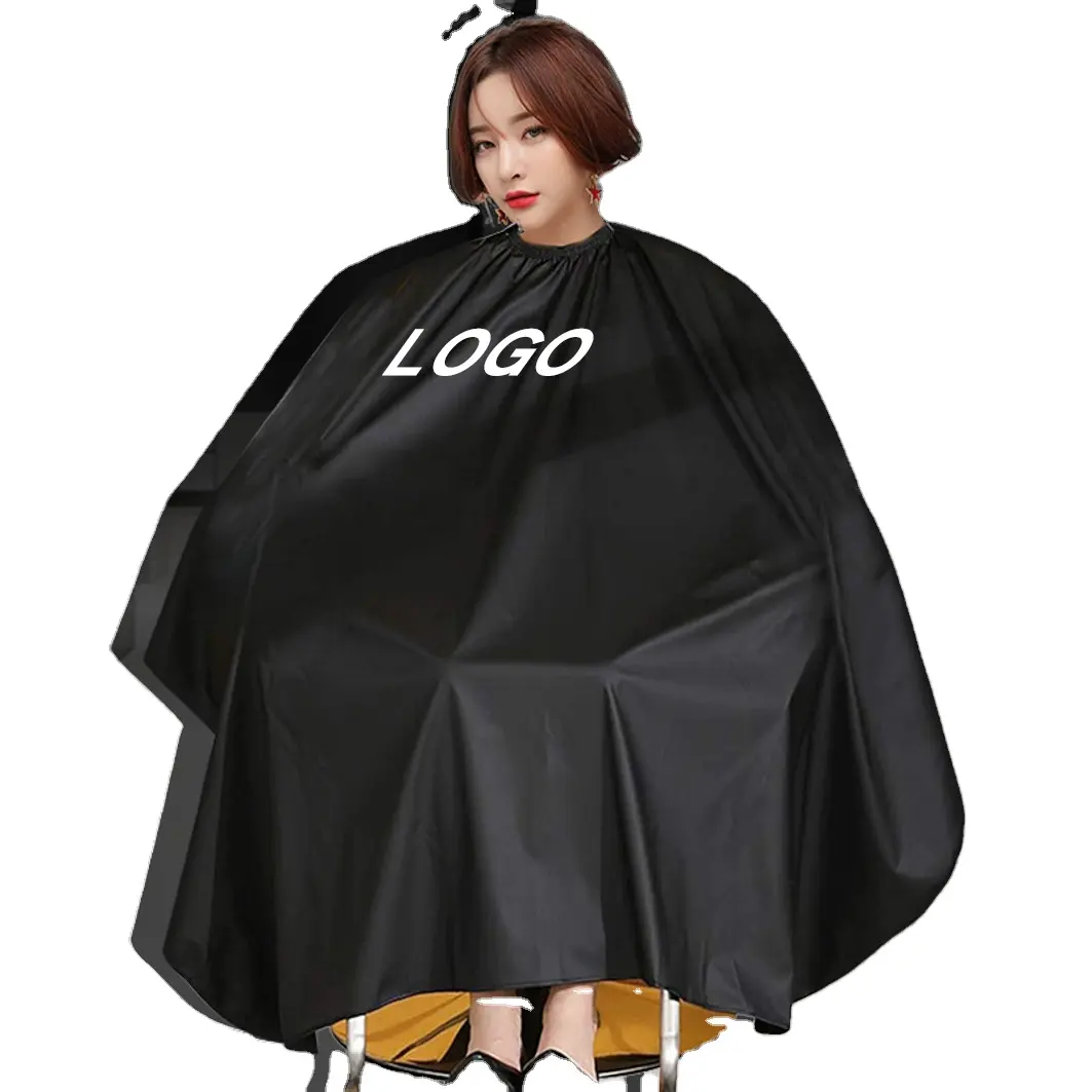 Kefei vestido de cabelo de poliéster, logotipo personalizado, para salão de beleza, maquiagem, com fecho, preto, para barbeiro, avental