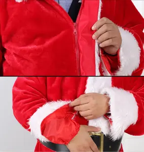 Роскошный костюм Санта-Клауса Красный взрослый бархат Плюшевые рождественские костюмы талисмана для мужчин