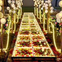 Fournitures de mariage, décoration florale, piste de danse LED RGB, plateforme de scène en verre transparent avec fleurs pour mariage