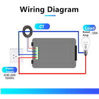 PZEM-022 100A Coil CT Digital Only Energy Meter Fase Tunggal LCD 6-in-1 Voltmeter KWh Meter AC 220V Akurasi Kelas 1.0