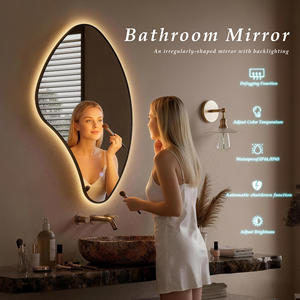 벽걸이 욕실 화장대 거울, 깨지지 않는 검정색 금속 프레임, 불규칙한 백라이트 욕실 거울 - Product Image 4