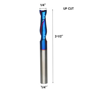 Cortador recto <span class=keywords><strong>de</strong></span> ángulo <span class=keywords><strong>de</strong></span> ataque <span class=keywords><strong>de</strong></span> 2 hojas, fresado azul giratorio superior inferior, revestimiento Altin <span class=keywords><strong>de</strong></span> carburo integral, OEM personalizable - Product Image 3