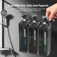 Distributeur de savon mural noir 3-en-1 en gros pour shampoing et gel douche pour salle de bain d'hôtel