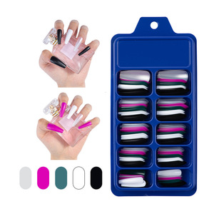<strong>Blue</strong> Box Full Long <strong>Coffin</strong> ABS Almond <strong>Design</strong> Artificial <strong>Nail</strong> Tips 100pcs Press-on <strong>Nails</strong> for Fingers - Product Image 4