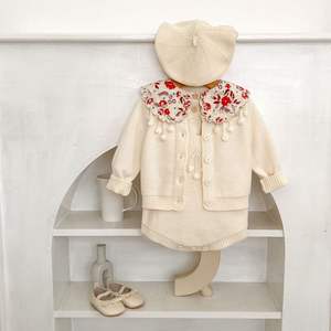 Engepapa Herbst Baby Kleidung Baumwolle Mädchen Strick Cardigan Mantel Stram pler 2 Pcs Set Mode Baby Jacken - Product Image 1