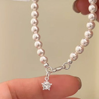 S925 Sterling Silber Stern-Zirkon Perlenarmband für Damen Instagram-Style Leichter Luxus Nischen-Design Exquisites Geschenk