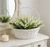 Panier de transport ovale en osier blanc fabriqué en usine, panier en saule naturel tressé à la main pour l'arrangement floral, la décoration de Pâques et de mariage