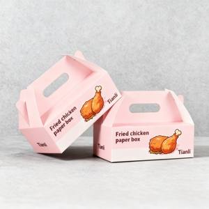 Boîtes d'emballage personnalisées biodégradables en carton alimentaire avec poignée, en forme de <span class=keywords><strong>maison</strong></span>, pour <span class=keywords><strong>poulet</strong></span> frit à emporter - Product Image 6