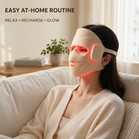 Masque facial LED sans fil 3D OEM à 7 couleurs pour thérapie NIR rouge, en silicone pour le visage entier