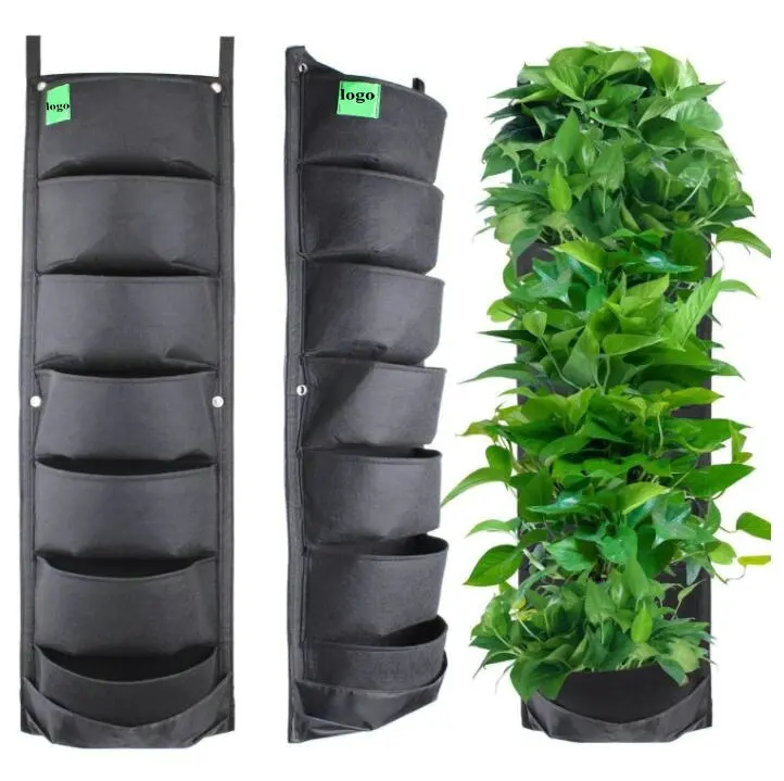 Wholesale New Upgraded Deeper and Bigger 7 Pocket Hanging Vertical Garden Wall Planter For Yard Garden Home Decoration