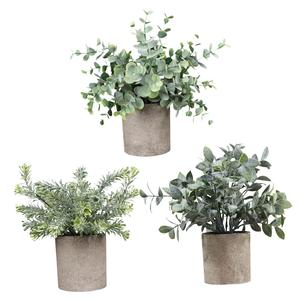 3 pezzi Mini Bonsai artificiali piante in vaso stile naturale Design verde per la decorazione della casa ufficio e mensola camera da letto - Product Image 6