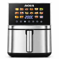Friteuse à air numérique grande capacité 8L 2000W, quatre technologies de chauffage, 16 menus prédéfinis, fenêtre visible, en acier inoxydable