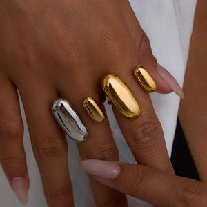 Nouveauté 2026 : Bagues ouvertes pour filles, en acier inoxydable bicolore, plaqué PVD, inaltérable, finition argent poli miroir - Product Image 4