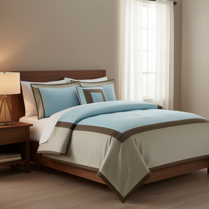 7 Piece <b>Comforter</b> <b>Set</b> Solid Color Classic Style Stitched Home Bedding Full Size - Product Image 2