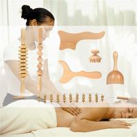 Vente directe d'usine : ensemble de 16 outils de thérapie en bois Gua Sha pour le modelage corporel et masseur dorsal, kit de massage corporel en bois