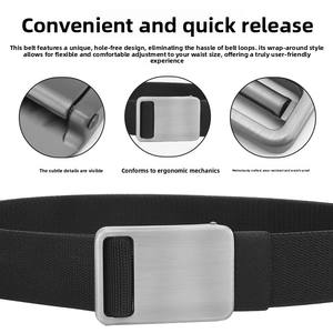 100 adet özel Logo toptan 3.5CM rahat kumaş kemer Glide plaka toka hiçbir delik naylon dokuma kemer erkekler için - Product Image 2