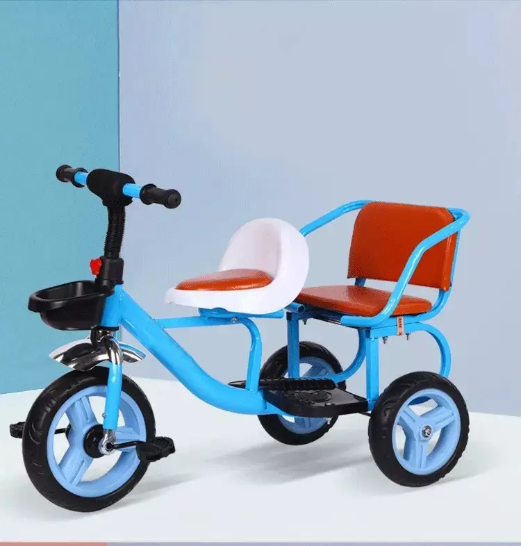 Tricycle à deux places pour enfants, jouet pour jumeaux, bon marché, tricycle avec pédales, voiture