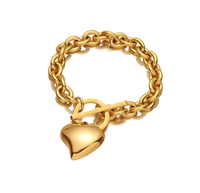 Ensemble de bijoux de collier de fermoir OT de coeur d'acier inoxydable de hip hop