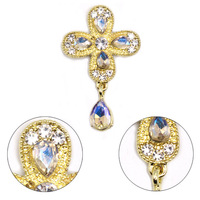 Nouveau trèfle bijoux à bricoler soi-même accessoires goutte d'eau pendentif alliage verre pierres précieuses incrusté diamants croix cheveux vêtements accessoires