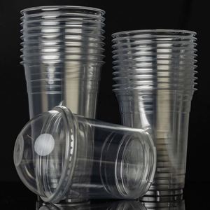 Gobelets jetables en PET de 98 mm avec couvercles, impression de logo personnalisé, pour boissons froides, thé à bulles et café, 16 oz, transparents, vente en gros - Product Image 4