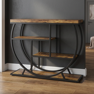 Mesa de Centro Moderna de Estilo Industrial con Superficie de Madera y Estructura Metálica, Mueble de Sala de Estar con Almacenamiento - Product Image 5