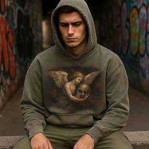 Custom Vintage Streetwear <b>Hoodie</b> for <b>Men</b> Oversized Heavyweight Cotton Pullover with Digital Printed Graphics for Autumn - Product Image 1