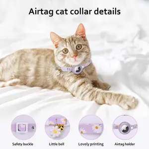 플라스틱 PU 폴리 에스터 철로 만든 분리 버클 인쇄 디자인이있는 귀여운 솔리드 패턴 고양이 칼라