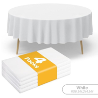 Lot de 4 couvertures de table jetables en plastique blanc moderne de 84 ''pour la maison ou les hôtels pour les fêtes ou les rassemblements