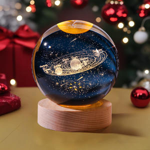 3D Art sfera di cristallo lampada luminosa sfera di cristallo decorazione sistema solare luci notturne prezioso regalo - Product Image 3