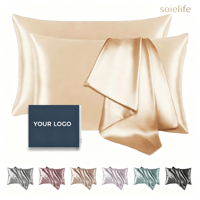 Nouvel Arrivage Dropshipping Taie d'oreiller en soie de mûrier unie à bas prix Fournisseur d'or