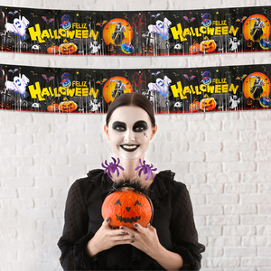 Cortina de flecos de aluminio con temática de Halloween de 1.8m, con fantasmas, calabazas y ángeles de la muerte, para fotomatón, puerta o telón de fondo - Product Image 6