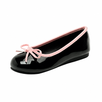 Zweifarbige Mary-Jane-Schuhe für Mädchen mit kontrastierendem Rand, Schleifen-Flats, klassische Ballerina-Silhouette, rutschfeste Sohle
