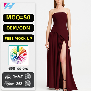 Tùy chỉnh bán buôn nhà sản xuất phụ nữ thanh lịch phụ nữ bên buổi tối cao khe maxi xếp li Ăn mặc - Product Image 1