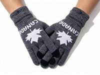 Gants en tricot jacquard acrylique/coton, chauds, compatibles écran tactile, gris chiné, hiver, confortables, pour femmes et hommes, sport, extérieur, usage quotidien