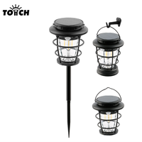 Lanterne solaire 3 en 1 à filament, pour jardin, à piquer ou à accrocher au mur, rechargeable par USB, à intensité variable, lumière chaude, pour extérieur et camping