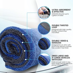 Toalla de Secado de Microfibra de Grado Profesional NOVISON, Gruesa, Suave al Tacto, con Bucle Retorcido, para Lavado de Autos - Product Image 3