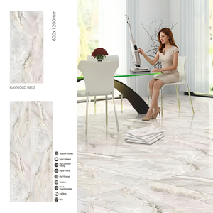 Carreaux de porcelaine Roman Travertine Bianco PGVT 600x1200mm, aspect marbre poli et émaillé, pour sol et mur - Product Image 3