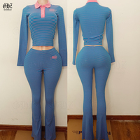 Ensemble 2 pièces de vêtements de sport pour femmes en coton doux Y2k, de haute qualité, avec des bandes, couleur bonbon, style décontracté, ensemble capri pour femmes
