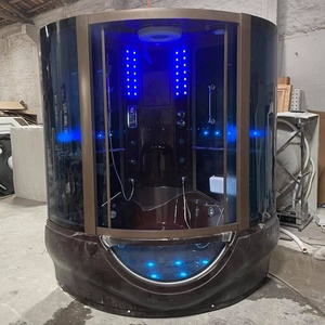 Hot selling black acrylic 2 person corner steam shower enclosure with whirlpool bathtub spa wet steam room cabin