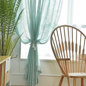 Voile Tie Top tessuto verde Semi <span class=keywords><strong>lino</strong></span> <span class=keywords><strong>tende</strong></span> trasparenti per il soggiorno - Product Image 5