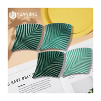 Ubin Dinding Dekoratif Rumah Motif Daun Mint Cekung-Cembung Ubin Seni Buatan Tangan Keramik Dinding Kamar Mandi Dapur Interior