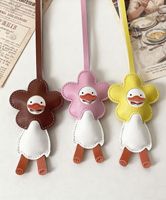 Porte-clés mignon et adorable en forme de canard soleil, imprimé UV, durable, avec mousqueton pour sacs/voitures
