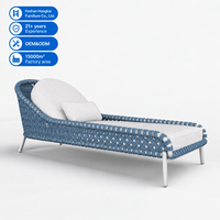 Chaise longue d'extérieur en corde tressée avec coussin pour piscine, hôtel, complexe hôtelier