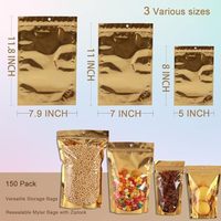 Sachets Mylar petits holographiques recyclables, pochettes verticales refermables avec fenêtre, anti-odeur, en feuille d'aluminium pour aliments pour animaux de compagnie, gelée et produits électroniques
